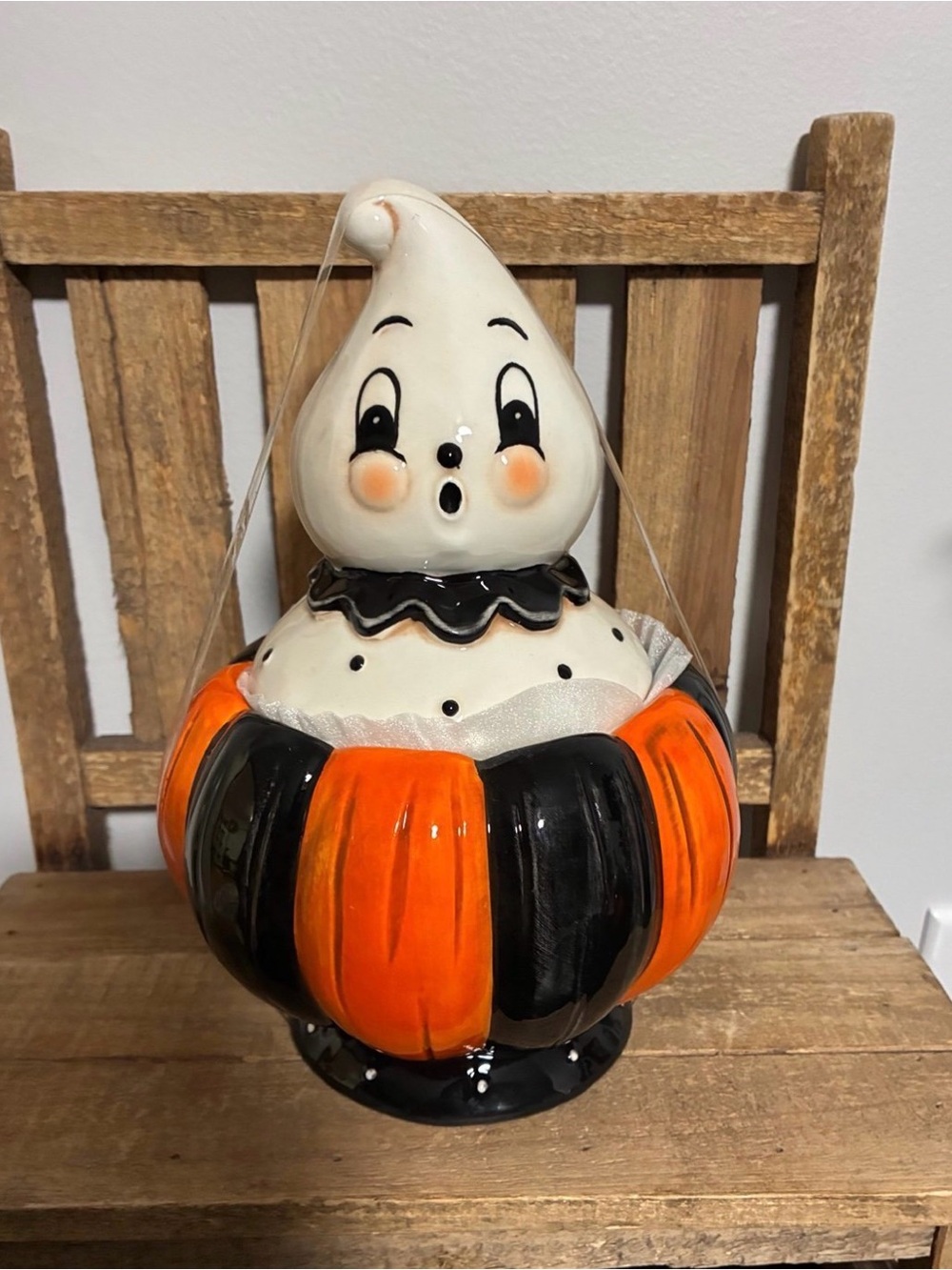 Johanna Parker Gus the Ghost Pumpkin Cookie Jar ~ Whimsical Halloween ~ NEW